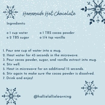 Homemade Hot Chocolate Recipe by Hollie Lollie Learning | TPT