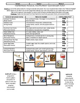 Preview of Homemade Instrument Scavenger Hunt *Distance Learning*