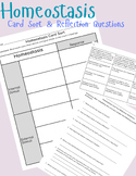 Homeostasis Card Sort Worksheet and Reflection Questions