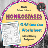 Homeostasis Odd One Out Worksheet
