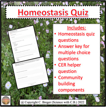 Preview of Homeostasis Quiz (Google Form Assessment)