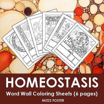 Preview of Homeostasis Word Wall Coloring Sheets (6 designs)