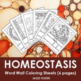 Homeostasis Word Wall Coloring Sheets (6 designs)