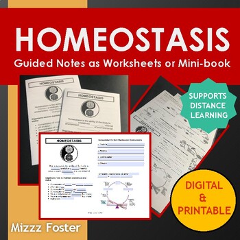 Preview of Homeostasis Worksheets or Minibook Guided Notes (Digital & Printable)