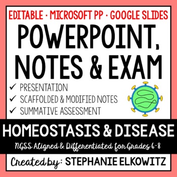 Preview of Homeostasis and Disease PowerPoint, Notes & Exam - Google Slides