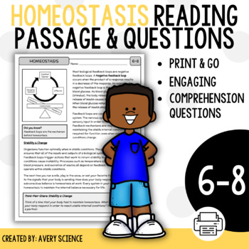 Preview of Homeostasis and Feedback Loops Reading Passage and Questions