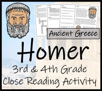 Preview of Homer Close Reading Comprehension Activity | 3rd Grade & 4th Grade