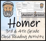 Homer Close Reading Comprehension Activity | 3rd Grade & 4