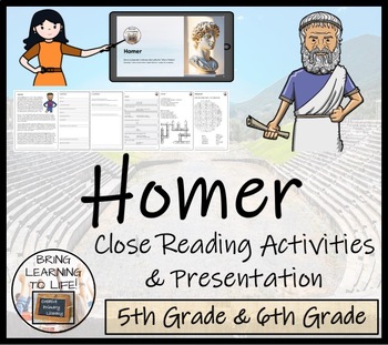 Preview of Homer Close Reading Comprehension Activity | 5th Grade & 6th Grade