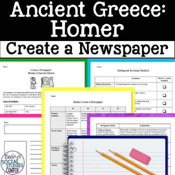 Preview of Homer Iliad Odyssey Ancient Greece Newspaper Project