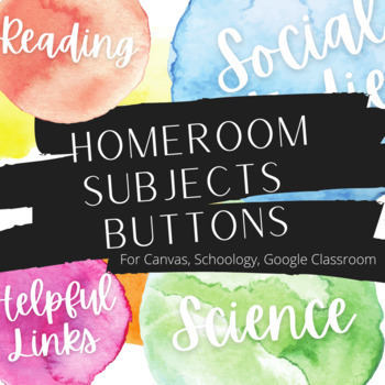 Preview of Homeroom Subjects Icons - Watercolor Rainbow- Classroom or Virtual Decor