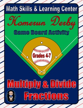 Preview of Baseball Math Skills & Learning Center (Multiply & Divide Fractions)