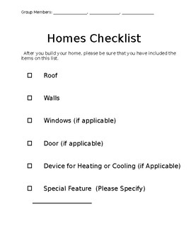 Preview of Homes Around The World- Checklist