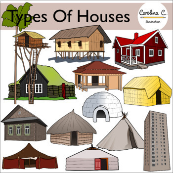 Types of Houses Clip Art by Caroline C Illustration | TpT