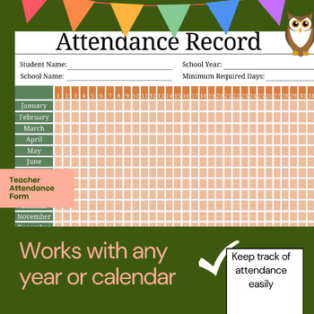 Preview of Homeschool Attendance Record Form