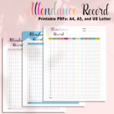 Homeschool Attendance Record Log Tracker Sheet, attendance chart