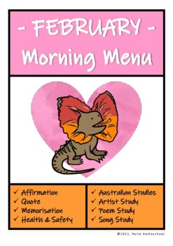 Preview of Homeschool Australian Themed Morning Menu For FEBRUARY!