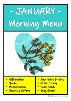 Preview of Homeschool Australian Themed Morning Menu For JANUARY!