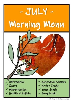 Preview of Homeschool Australian Themed Morning Menu for JULY!