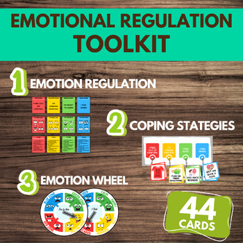 Preview of Summer vacation Behavior Management Toolkit 44 Coping Card & Emotion Wheel