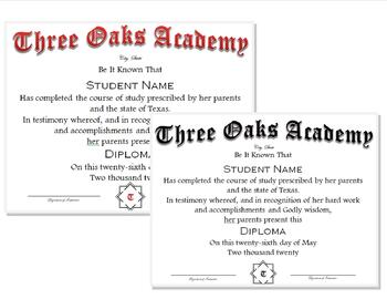 Preview of Homeschool Diploma - can edit - Word Document - Home School