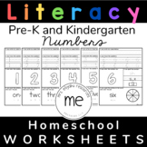 Homeschool Literacy Worksheet Packet Numbers NO PREP (Pre-