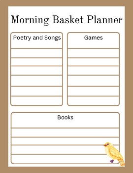 Preview of Homeschool Morning Basket Planner