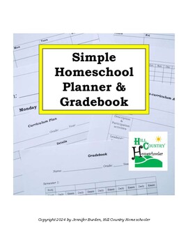 Preview of Homeschool Planner Gradebook Attendance Printable Undated Weekly Monthly