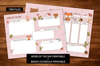 Preview of Homeschool Planner, Word of the day ,kids daily schedule ,Weekly Organizer