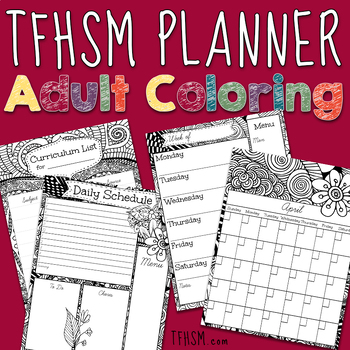 Preview of Homeschool Planner with Adult Coloring Pages - Always FREE