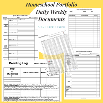 Preview of Homeschool Portfolio Daily Weekly Forms Documents Daily Lesson plans etc...