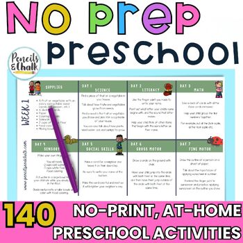 Preview of Homeschool Preschool Activity Guide: 140 No Prep, Worksheet Free Activities