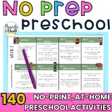 Homeschool Preschool Activity Guide: 140 No Prep, Workshee