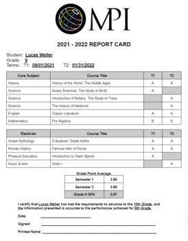 Preview of Homeschool Report Card