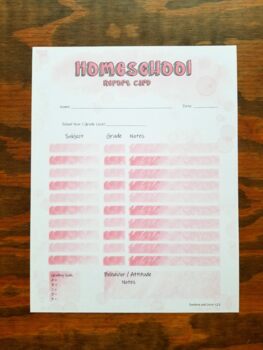 Preview of Homeschool Report Card Pink Bubblegum