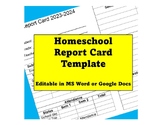 Homeschool End of Year Report Card Template (Editable)