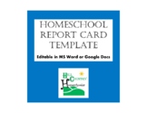 Homeschool Report Card Template (Editable)