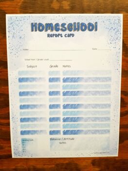 Preview of Homeschool Report Card in Blue