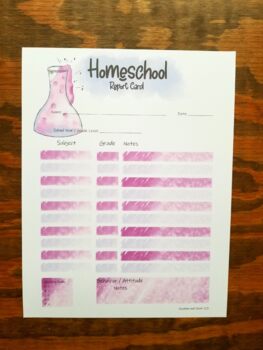 Preview of Homeschool Report Card in Pink Science Theme