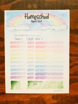 Preview of Homeschool Report Card in Rainbow Theme