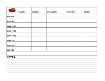 Preview of Homeschool Schedule  Blank