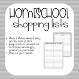 Homeschool Shopping Lists