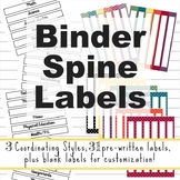 Homeschool Subject and Planner Spine Labels for Binders an
