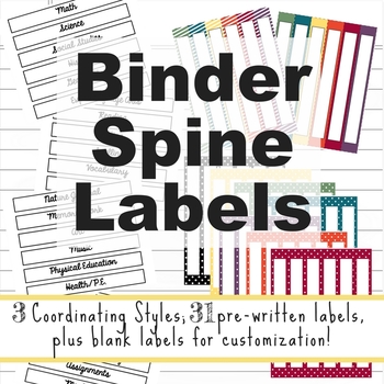 Preview of Homeschool Subject and Planner Spine Labels for Binders and Notebooks