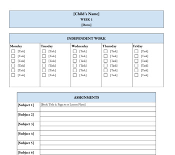 Preview of Homeschool Term Assignment Planner