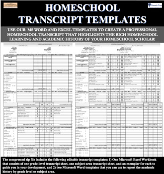 Preview of Homeschool Transcript Templates