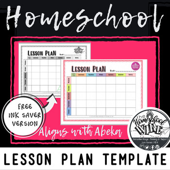 Preview of Homeschool Weekly Lesson Plan Template Abeka