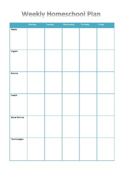 Homeschool Weekly Plan - subjects by LittleGalbraith | TPT