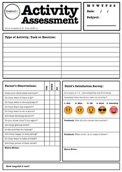 Preview of Homeschooling Activity Assessment Form