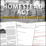 Homestead Act Westward Expansion Reading Worksheets and An